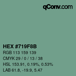 Color code: HEX #719F8B | qconv.com