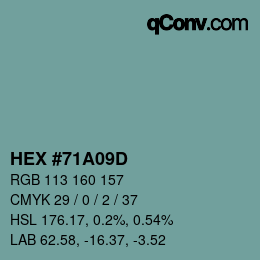 Farbcode: HEX #71A09D | qconv.com