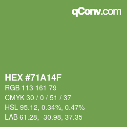 Color code: HEX #71A14F | qconv.com