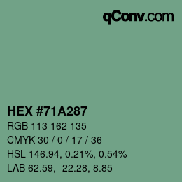 Code couleur: HEX #71A287 | qconv.com