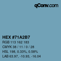 カラーコード: HEX #71A2B7 | qconv.com