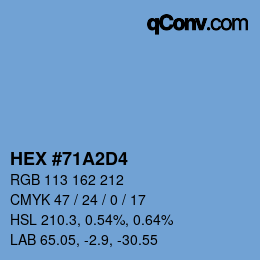 カラーコード: HEX #71A2D4 | qconv.com