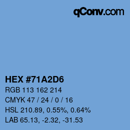 颜色代码: HEX #71A2D6 | qconv.com