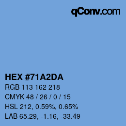 Color code: HEX #71A2DA | qconv.com