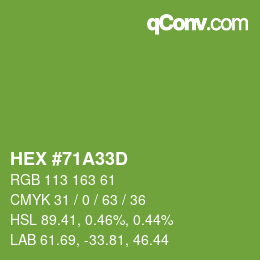 Color code: HEX #71A33D | qconv.com