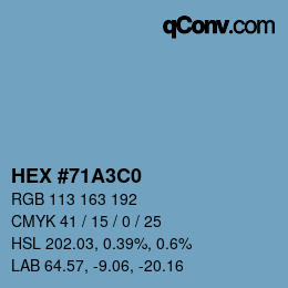 Color code: HEX #71A3C0 | qconv.com