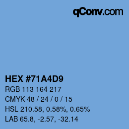 Color code: HEX #71A4D9 | qconv.com
