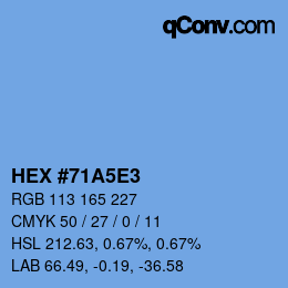 Color code: HEX #71A5E3 | qconv.com