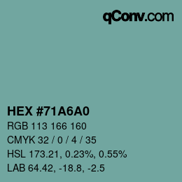 カラーコード: HEX #71A6A0 | qconv.com
