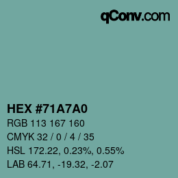 Color code: HEX #71A7A0 | qconv.com