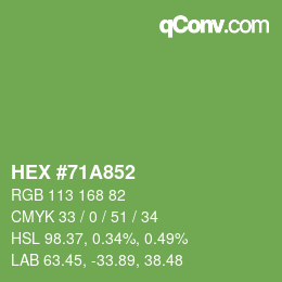颜色代码: HEX #71A852 | qconv.com