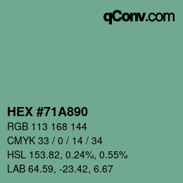 颜色代码: HEX #71A890 | qconv.com