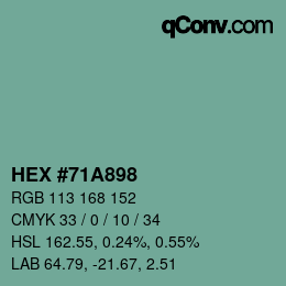 颜色代码: HEX #71A898 | qconv.com