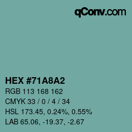 颜色代码: HEX #71A8A2 | qconv.com