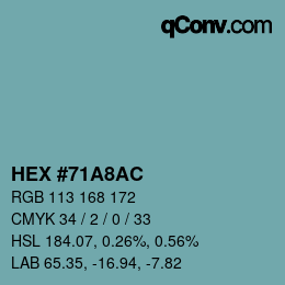 カラーコード: HEX #71A8AC | qconv.com