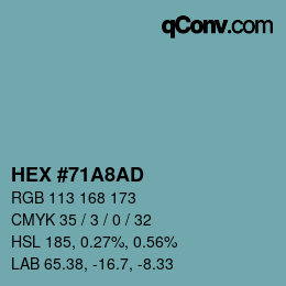 Código de color: HEX #71A8AD | qconv.com
