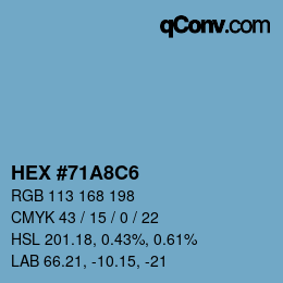 カラーコード: HEX #71A8C6 | qconv.com