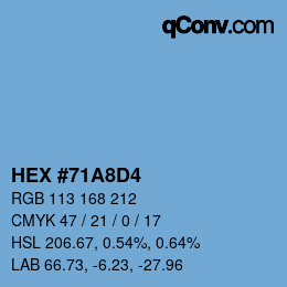 カラーコード: HEX #71A8D4 | qconv.com