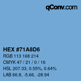 カラーコード: HEX #71A8D6 | qconv.com
