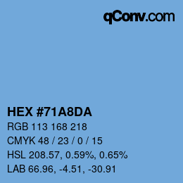 カラーコード: HEX #71A8DA | qconv.com