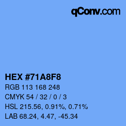 颜色代码: HEX #71A8F8 | qconv.com
