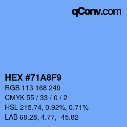 颜色代码: HEX #71A8F9 | qconv.com