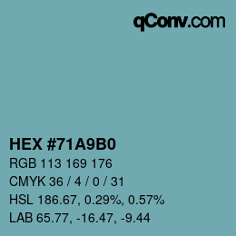 Color code: HEX #71A9B0 | qconv.com