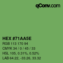 Color code: HEX #71AA5E | qconv.com