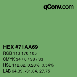 Farbcode: HEX #71AA69 | qconv.com