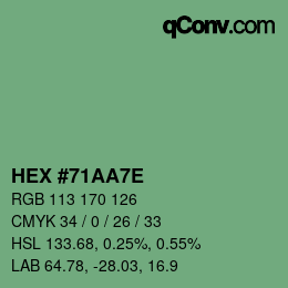 Color code: HEX #71AA7E | qconv.com