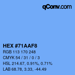 カラーコード: HEX #71AAF8 | qconv.com