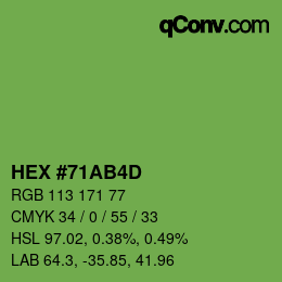 カラーコード: HEX #71AB4D | qconv.com