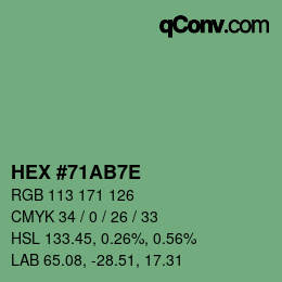 Color code: HEX #71AB7E | qconv.com
