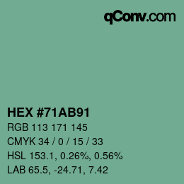 カラーコード: HEX #71AB91 | qconv.com