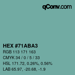 カラーコード: HEX #71ABA3 | qconv.com