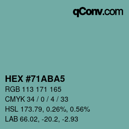 カラーコード: HEX #71ABA5 | qconv.com