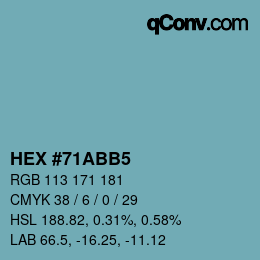 カラーコード: HEX #71ABB5 | qconv.com