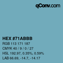 カラーコード: HEX #71ABBB | qconv.com