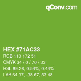 カラーコード: HEX #71AC33 | qconv.com