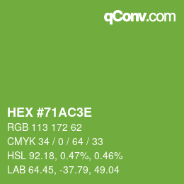 Color code: HEX #71AC3E | qconv.com