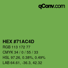 颜色代码: HEX #71AC4D | qconv.com