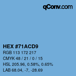 Color code: HEX #71ACD9 | qconv.com