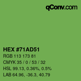 カラーコード: HEX #71AD51 | qconv.com
