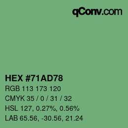 颜色代码: HEX #71AD78 | qconv.com