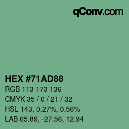 颜色代码: HEX #71AD88 | qconv.com