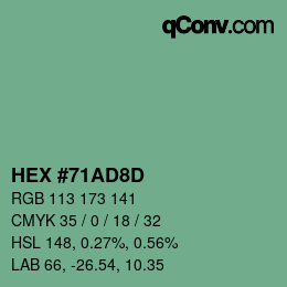 颜色代码: HEX #71AD8D | qconv.com