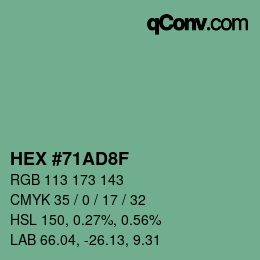 カラーコード: HEX #71AD8F | qconv.com