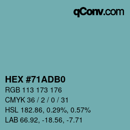 Color code: HEX #71ADB0 | qconv.com