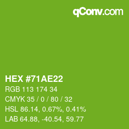 Color code: HEX #71AE22 | qconv.com