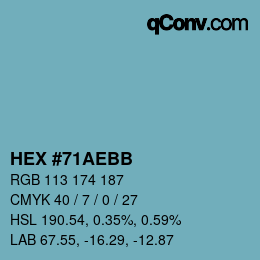 Color code: HEX #71AEBB | qconv.com